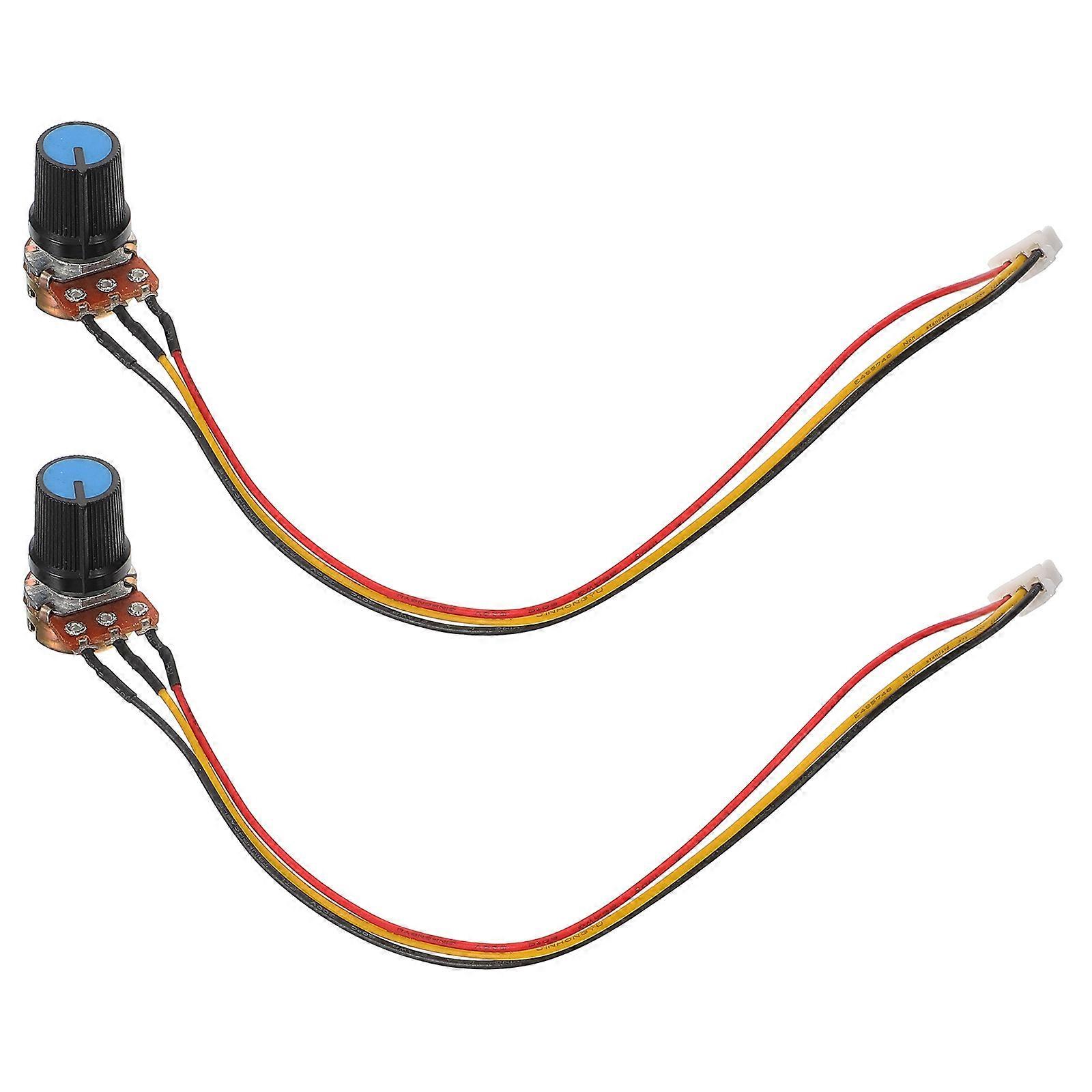 2pcs Variable Resistor Linear Taper Adjustable Rotary Potentiometer With Connector Cable