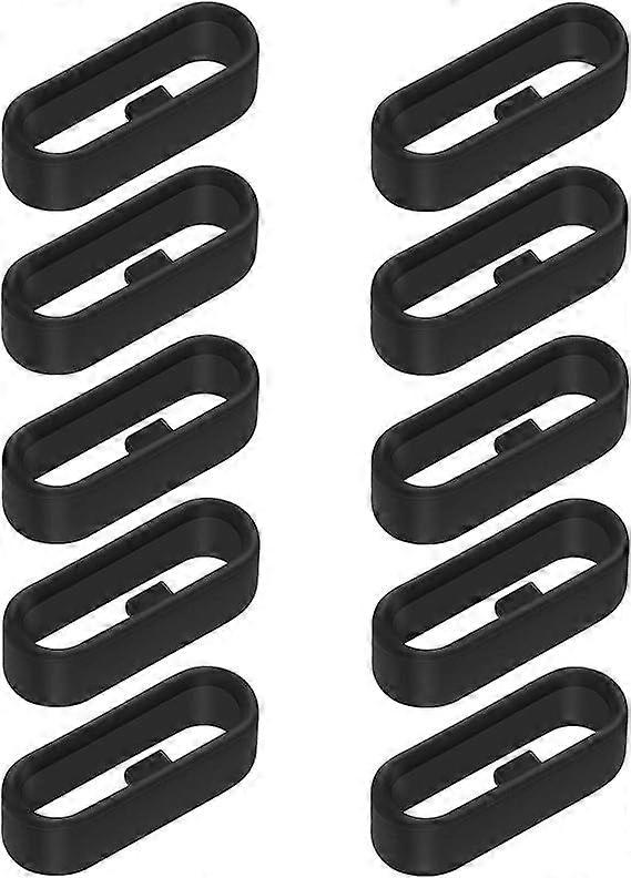 10Pcs Rubber Ring Strap, Silicone Watch Strap Holder (22mm Width,Black)