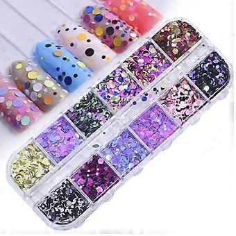 12 Color Holographic Butterfly Nail Art Glitter Sequins, 3D Shimmer Flakes for DIY Nail Decoration