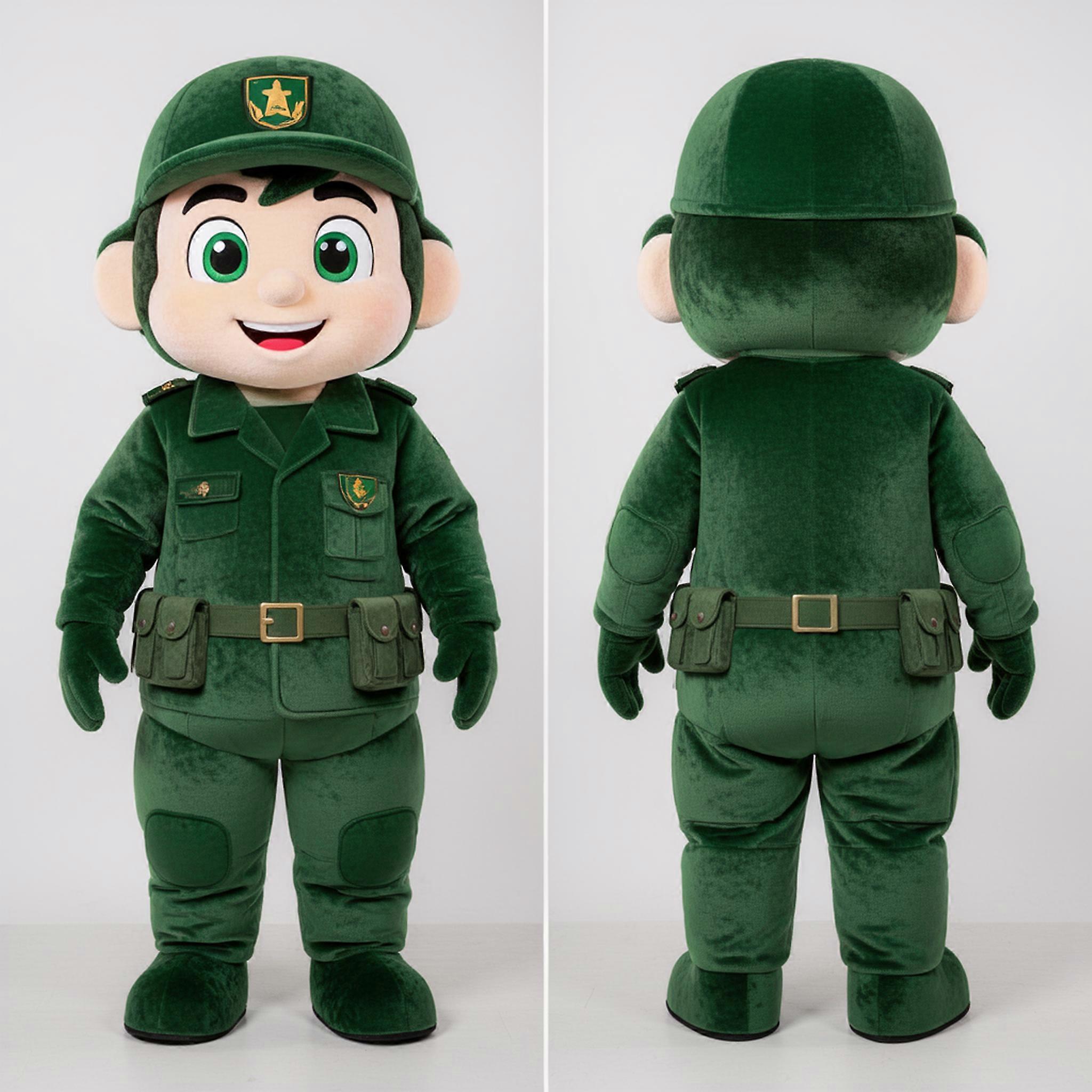 MASTICOT Forest Green Smiling Air Force Soldier Mascot
