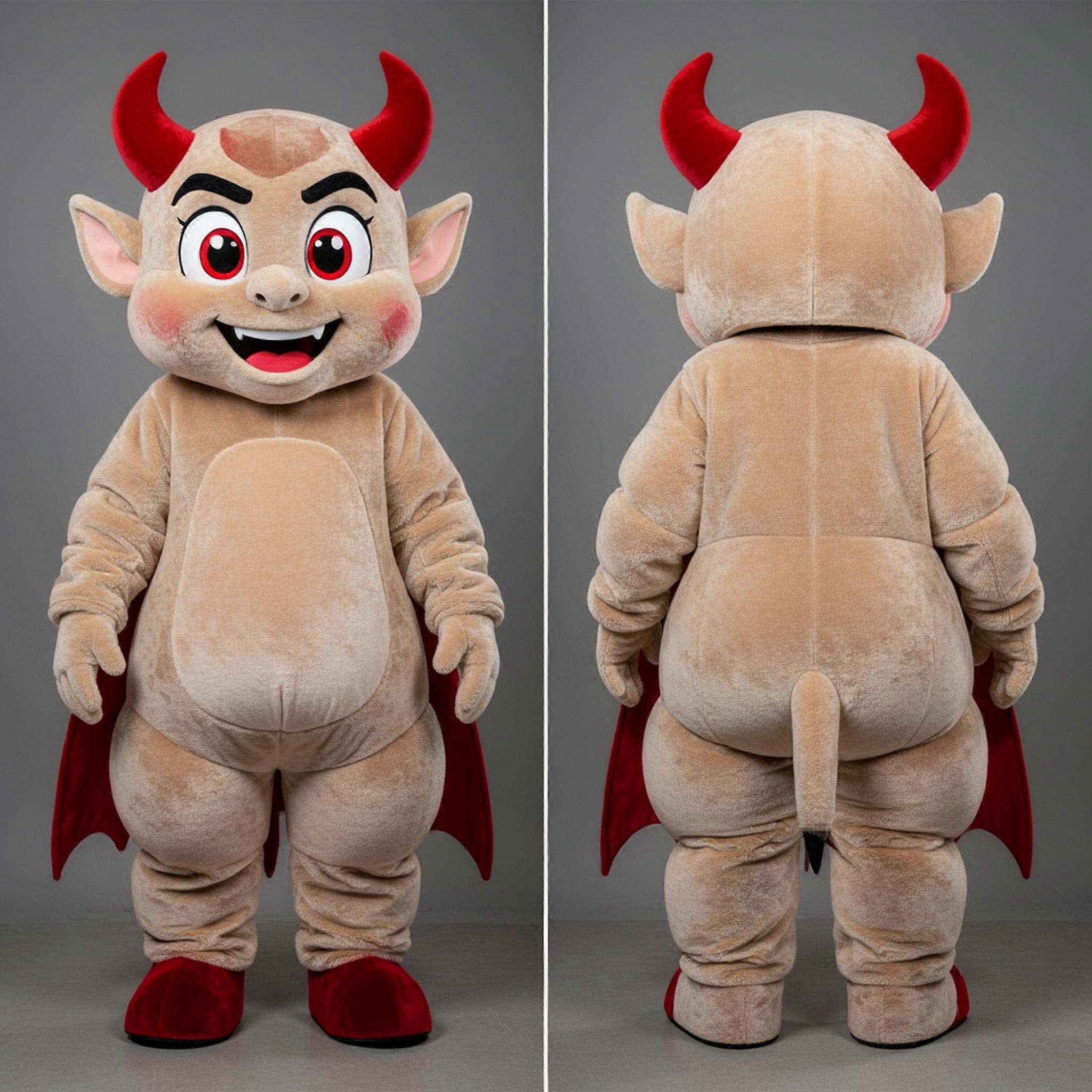 MASTICOT Beige Plush Cartoon Devil Mascot