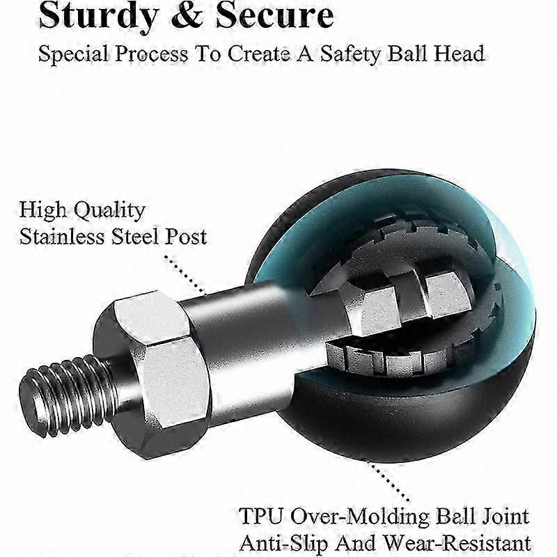 M6 x 1.0 Threaded Post Ball Adapter for 1 Inch Ball Double Socket Arm Size B