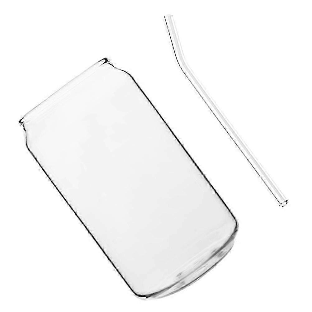 Transparent Glass Cup with Straw for Drinking Use 1Set