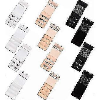 12 Pieces Women's Soft Elastic Bra Extenders, 2-Hook 3-Row Bra Extension Straps, Comcompatible withtable Bra Band