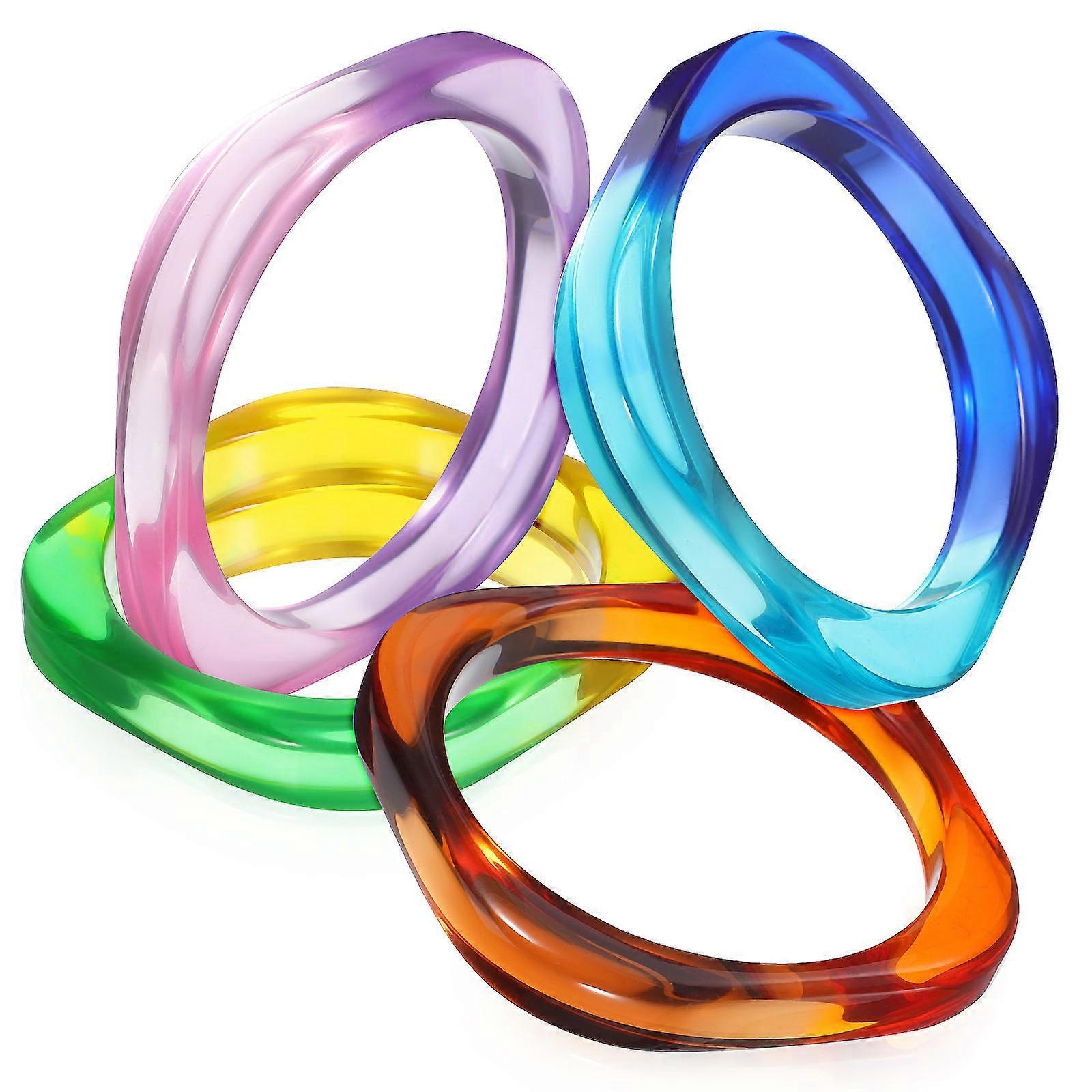 Gradient Acrylic Bracelet for Women Bangle Bracelets 4Pcs Assorted