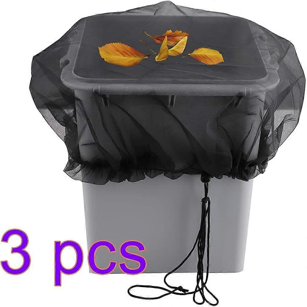 3 Pack Mesh Covers for Rain Barrels, Adjustable Drawstring, Fits Containers Under 80cm, Durable Polyester