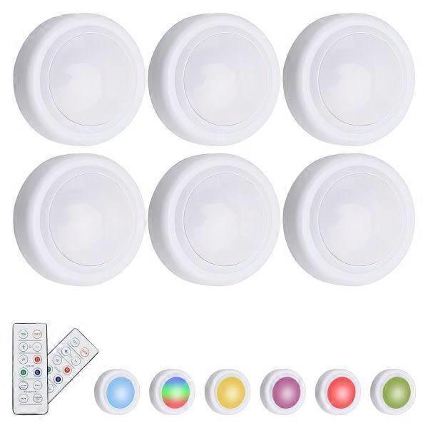 6-pack - LED spotlight with remote control - Wireless MultiColor 6-pack 6-Pack