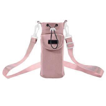 Convenient Beige Nylon Crossbody Bag for Water Bottle, Waterproof Drinkware Holder with Adjustable Shoulder Strap for Easy Carrying
