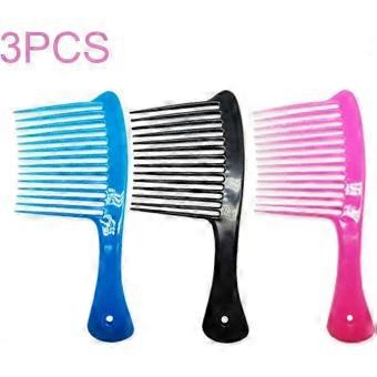 Salon Oversized Rake Professional Hair Care Portable Curly Hair Wide Tooth Comb (pink Blue Black) (3pcs) yu-brnv