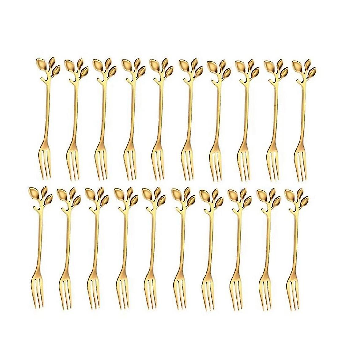 20pcs Stainless Steel Flatware Fruit Fork Dinnerware Appetizer Snack Dessert Fork Kitchen Tableware