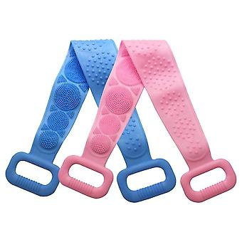 Silicone Back Scrub Bath Shower Body Brush Double Sided Scrub Belt Body Wash Body Scrubber Belt Dead Skin Removal Tool For Men Women