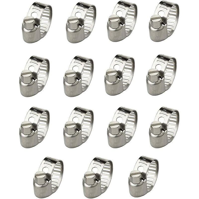 15 Pcs Triomphe Adjustable Hose Clamp Stainless Steel Hose Clips Adjustable Fastener (10-16 mm)