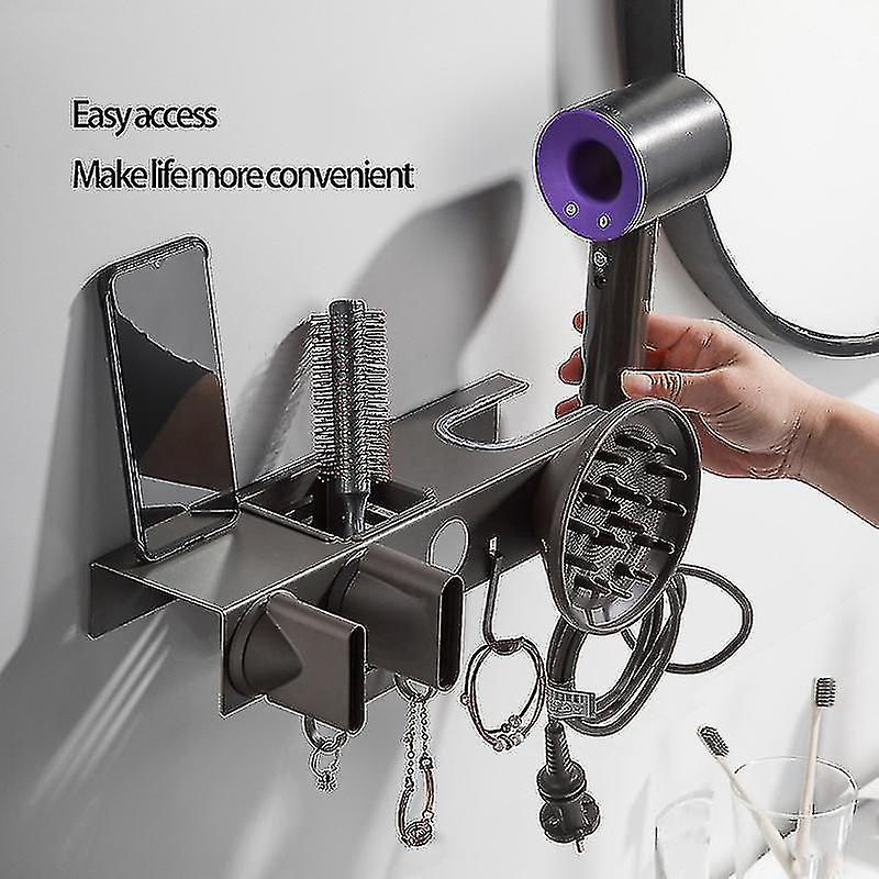 Wall-mounted Storage Racks Compatible With Dyson Supersonic Hair Dryer Black