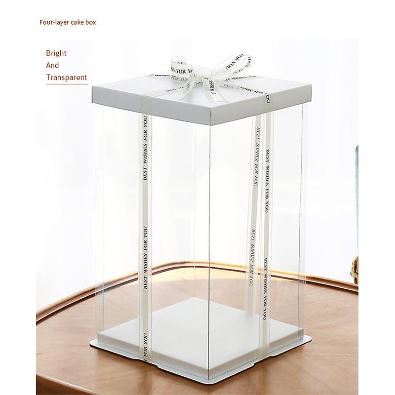 8 Inch Single Layer White Transparent Plastic Cake Box For Baking Packaging