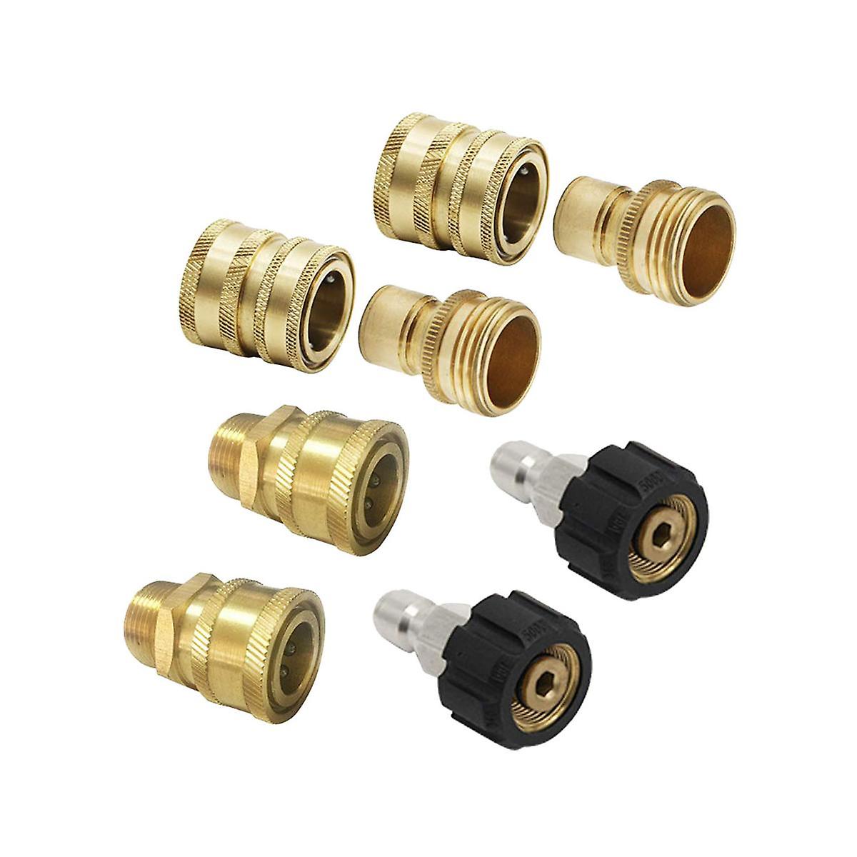 Pressure Washer Quick Connector Adapter Kit M22 14mm x 3/8inch Quick Disconnect Plug 5000PSI High P
