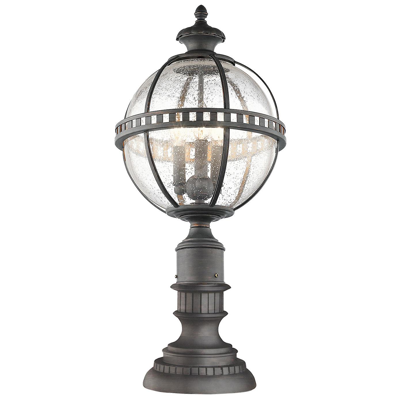 Elstead Halleron - 3 Light Outdoor Pedestal Lantern Grey IP44, E14