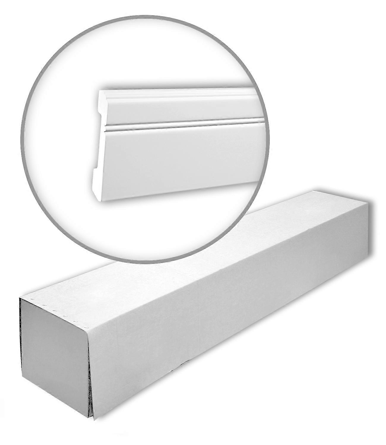 e-Delux GmbH 18 x Plinthes 153103-box 36 Mètre Profhome Mousse de polyuréthane rigide 200 cm blanc prétraité léger, solide, indéformable multifonction