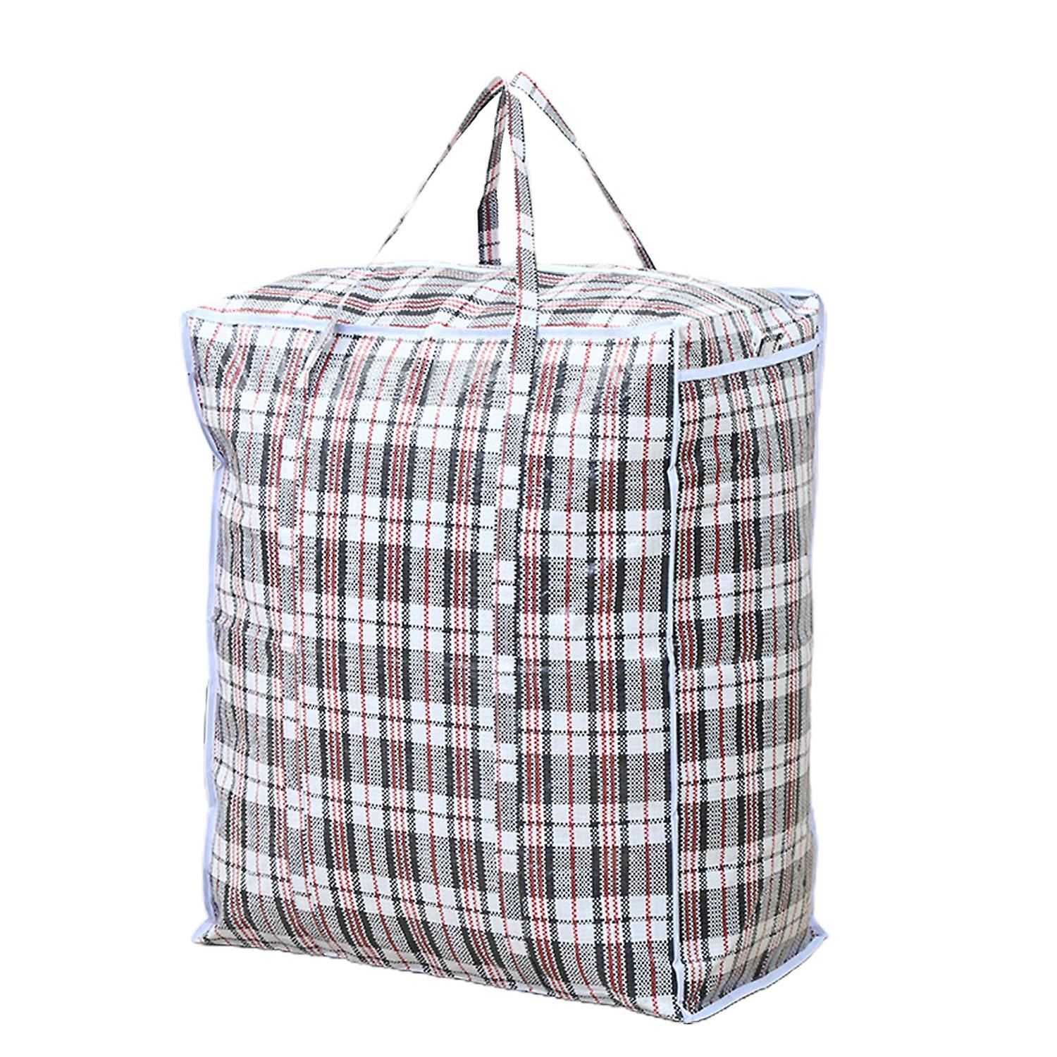 Plaid Pattern Quilt Storage Bag Dirt-proof Plastic Saving Space Blanket Storage Bag for Dorm