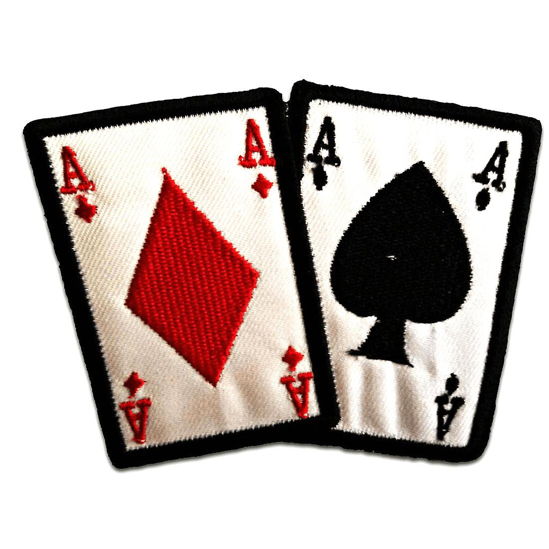 Patch / Iron-on Patch - Poker Ace Card Biker - Wit - 10,2 x 7,4 cm - Patches