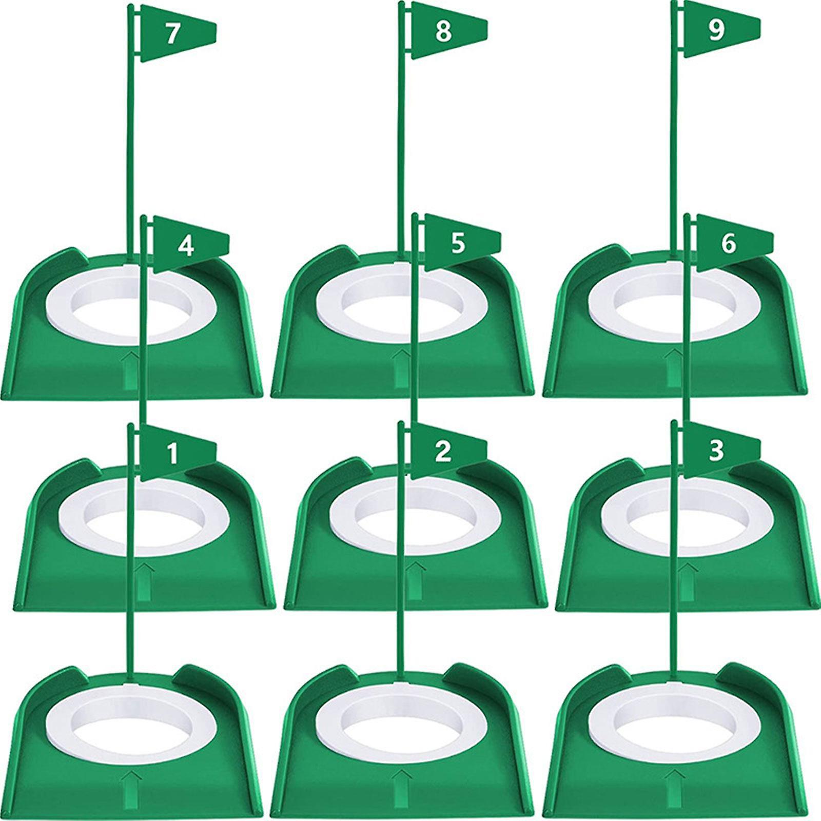 9Pcs Practice Hole with Flag Backyard Putter Practicing Putting Cup for Golf White Flag