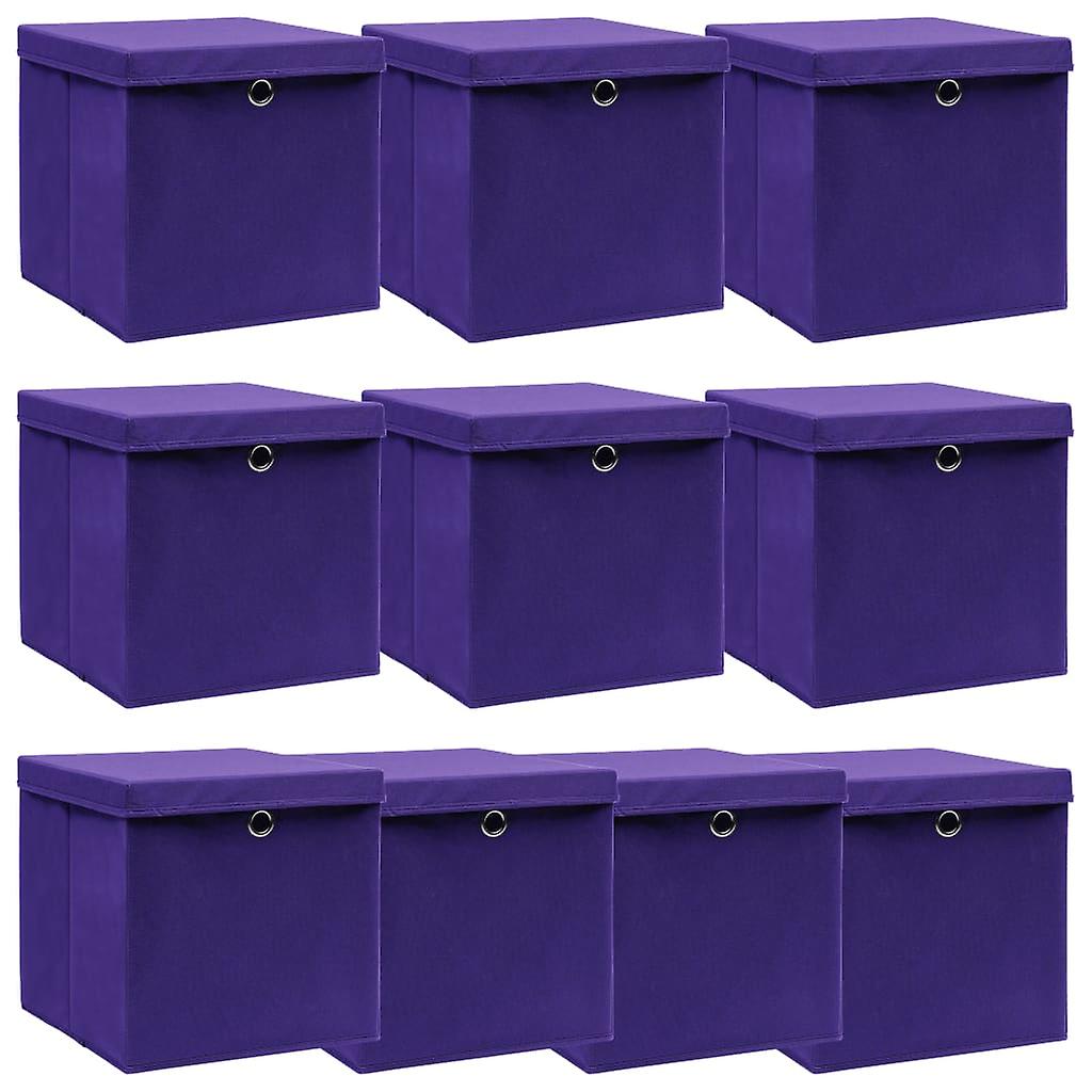 Storage boxes with lids 10 pcs. Purple 32x32x32 cm Fabric
