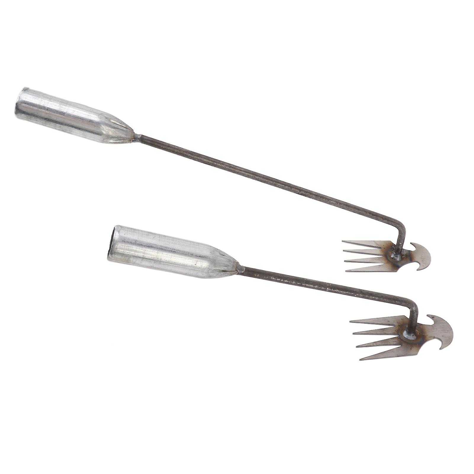 2Pcs Weeding Artifact Uprooting Tool 4 Teeth Dual Purpose Manual Weed Puller for Household and Agricultural Use