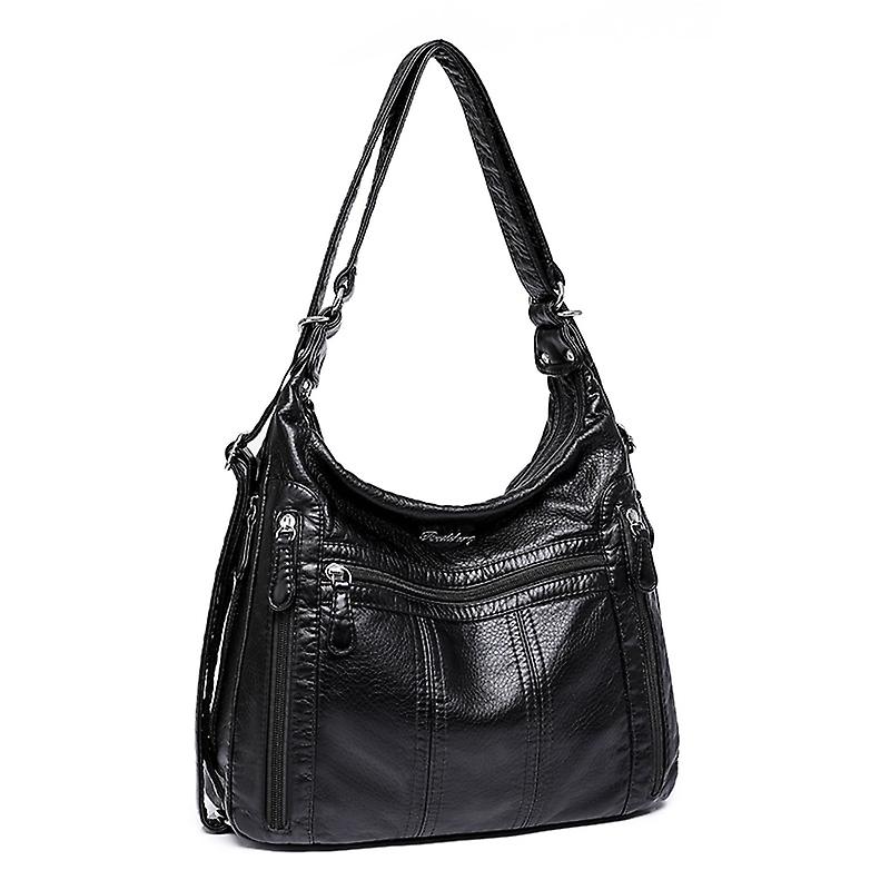 תיק Annmouler קיבולת גדולה נשים תיק יד פו עור Crossbody תיק נקבה רב תכליתי תיק כתף שק ורוד femme הראשי