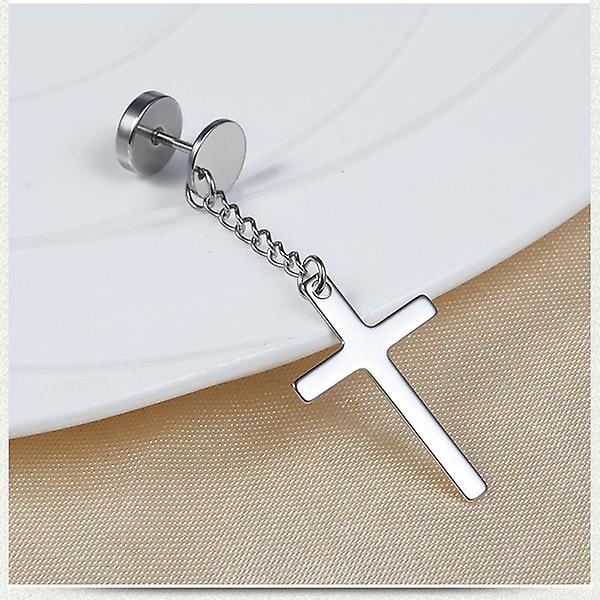Cross Titanium Steel Earrings Silver