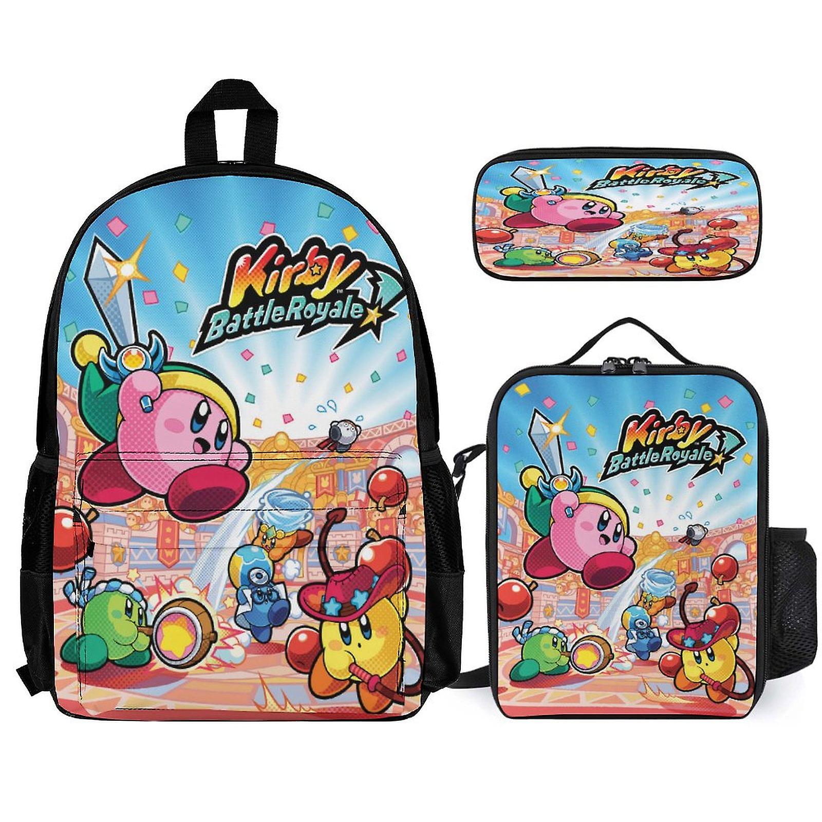 Kirby Backpack 3 Piece Set Laptop Backpack with Pencil Case Lunch Bag Combination