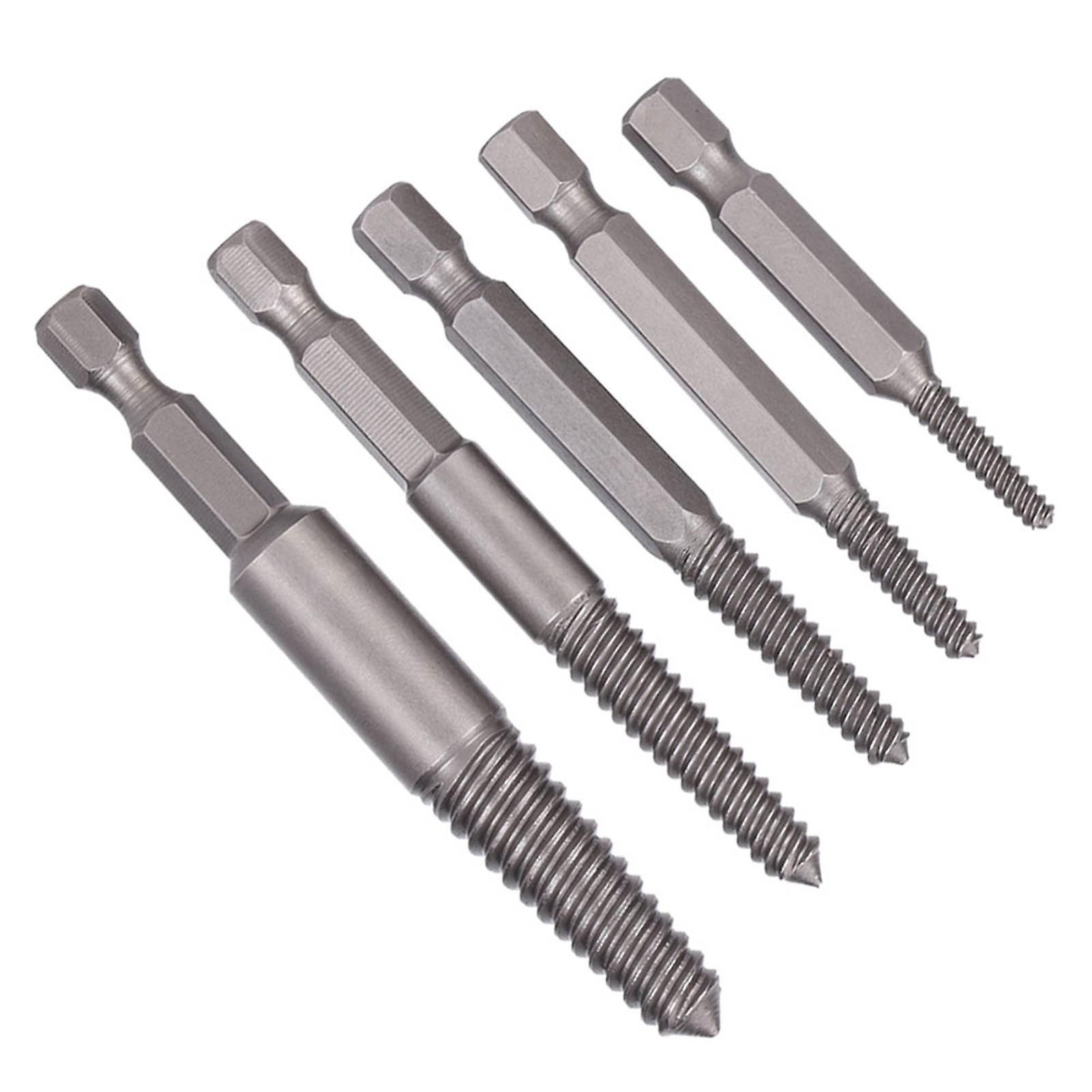 5pcs Fine Teeth Screw Extractor Set Hex Shank HSS 50-83mm