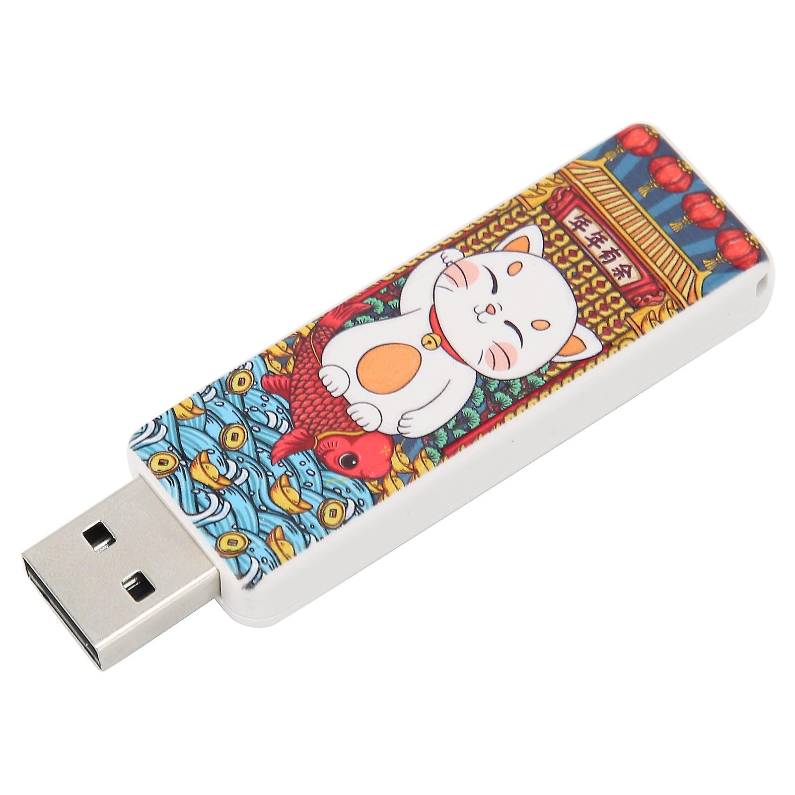 USB Flash Drive Cute Cat Pattern Hot Swap Plug and Play USB2.0 Standard Shock Resistance Portable Memory Thumb StickCat Pattern 128GB