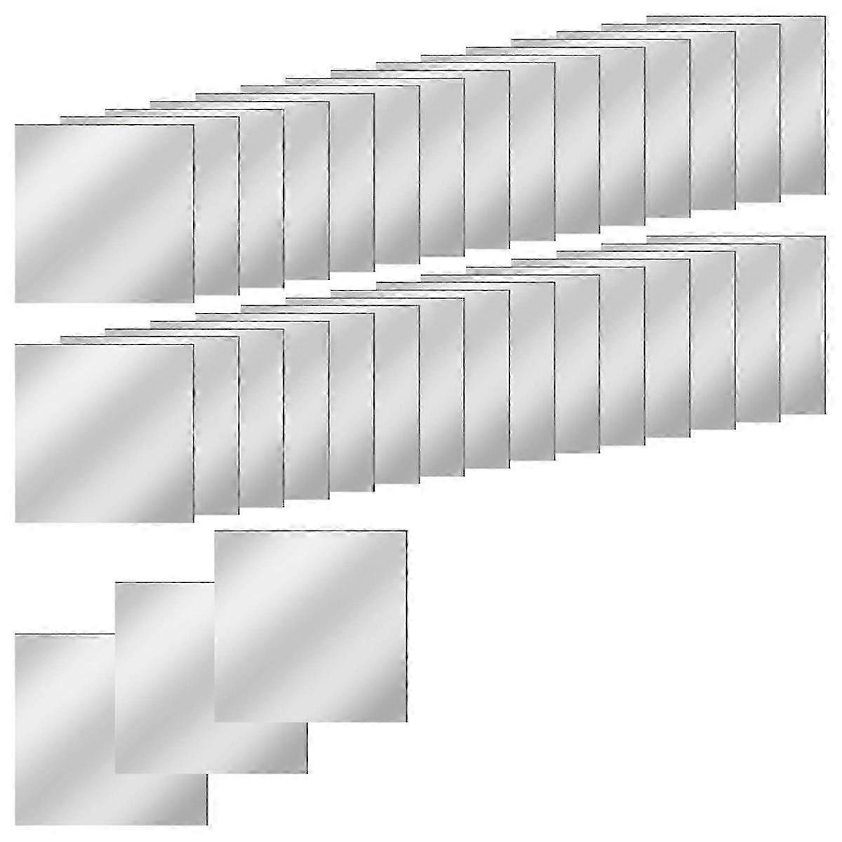 30 PCS Acrylic Mini Mirror Tiles Self Adhesive, 3 Inches Square High-Definition Tiny Mirror Tiles f