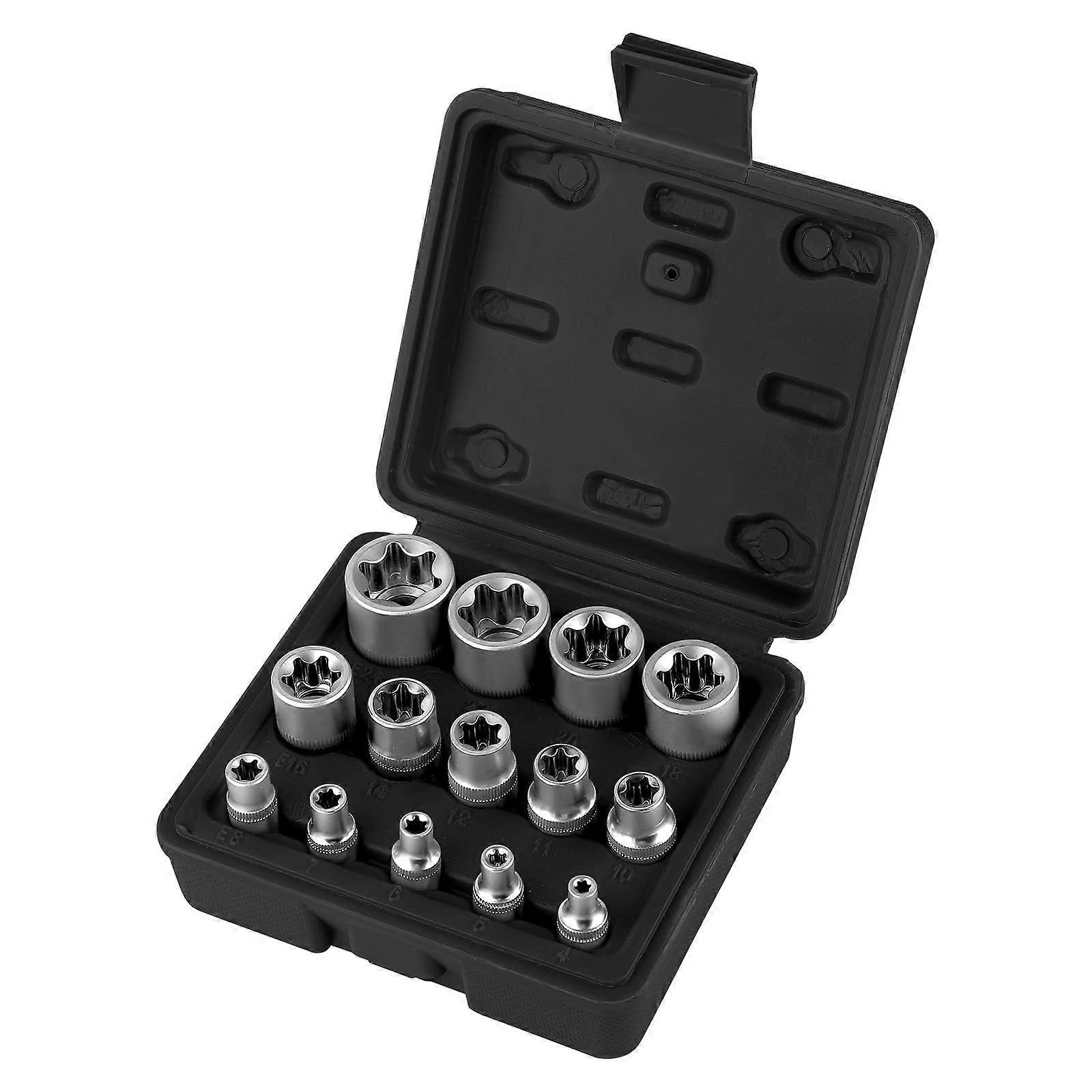 Torx Female Socket Box 1/4" 3/8" 1/2", Torx E Profile Socket E4, E5, E6, E7, E8, E10, E11, E12, E14, E16, E18, E20, E22, E24