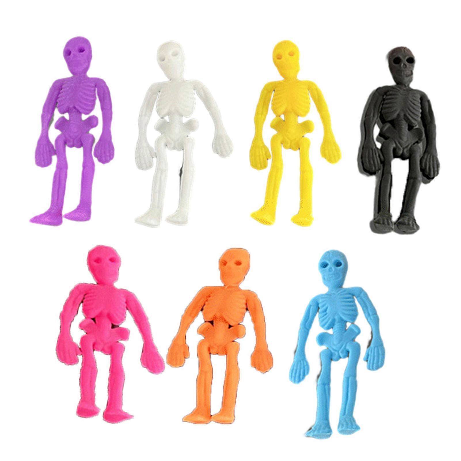 4Pcs Skeleton Toys Bright Color Lightweight No Odor Eco-friendly Halloween Stretchy Decompression Toys for Children