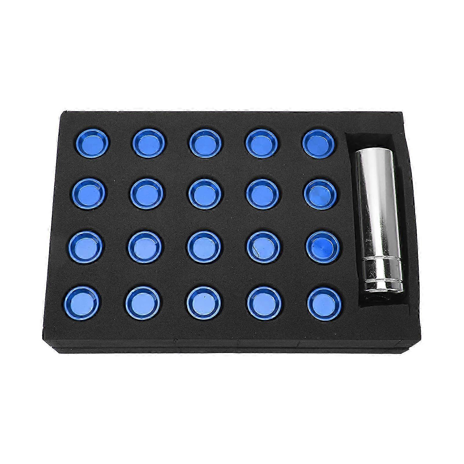 M12x1.5 19mm L42mm Wheel Lug Nuts High Strength Rustproof Professional Universal Replacement for Mitsubishi Blue