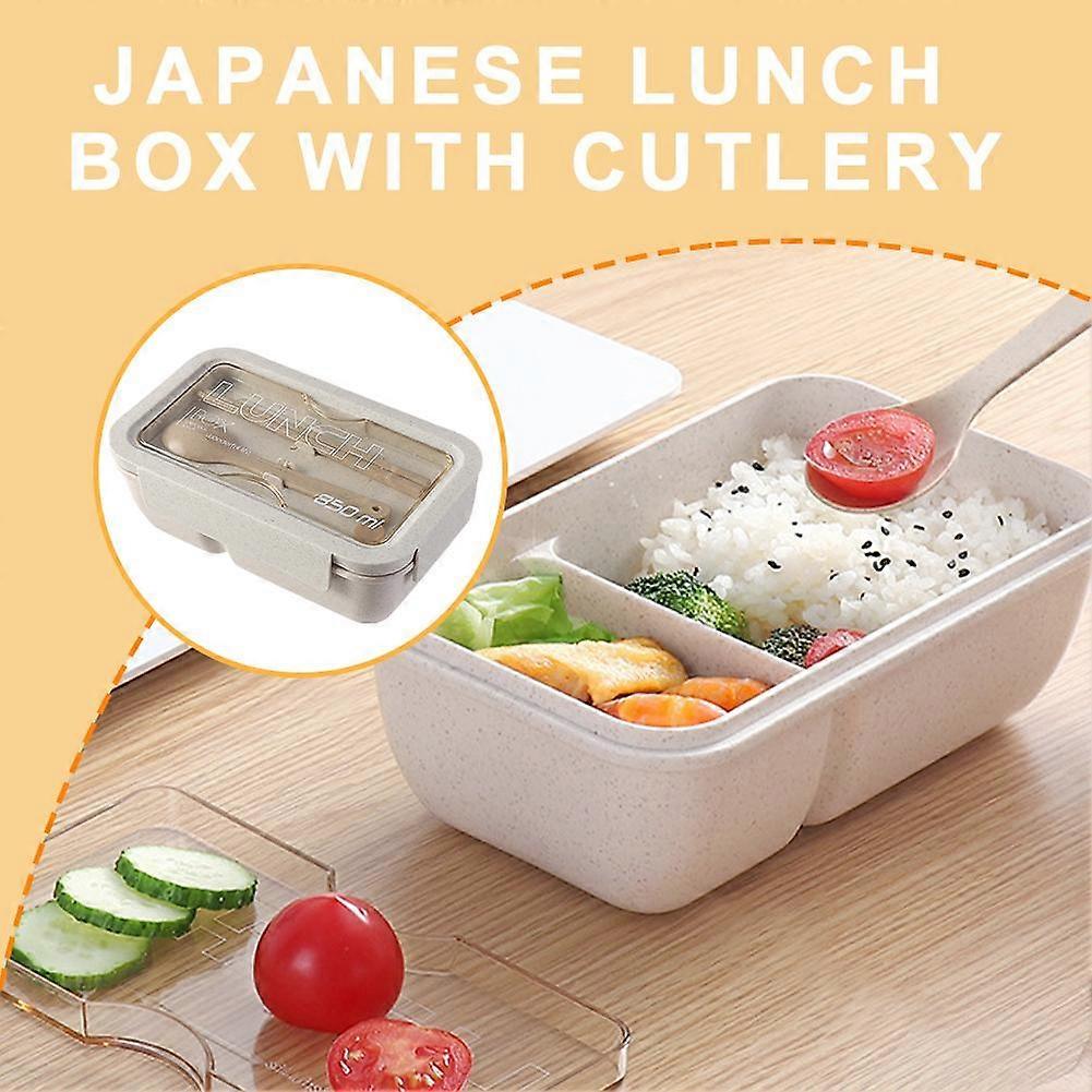 Japanese Lunch Box W/ Cutlery Bento Box Kit Food Container 2 in 1 Portable