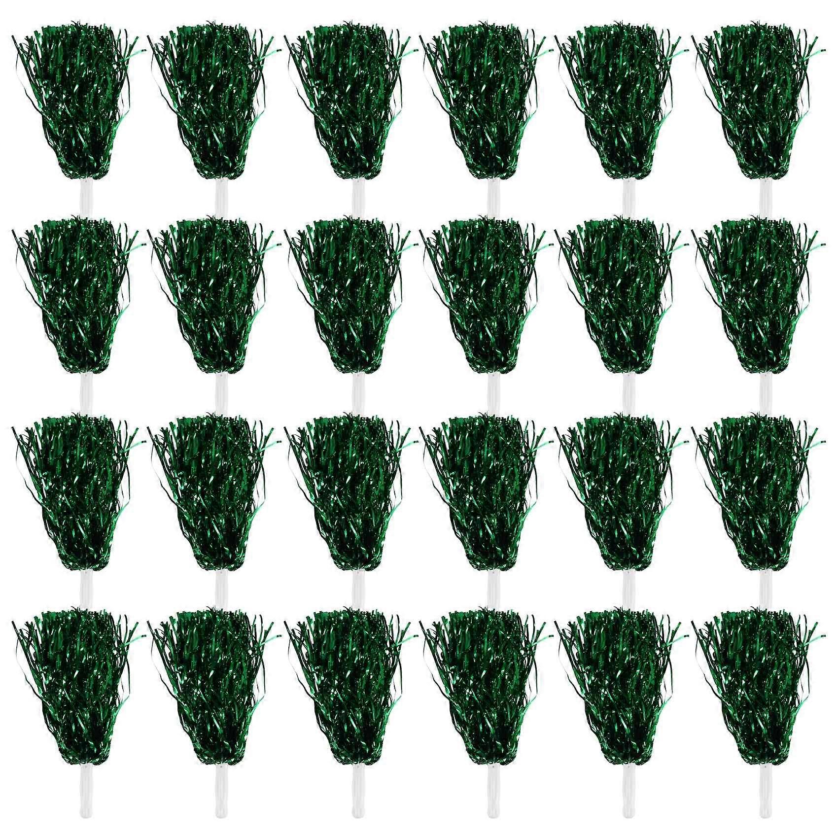 24Pcs Cheerleading Pom Poms Metallic Foil Cheer Pom Poms with Plastic Handle for Adults Kids Cheerl
