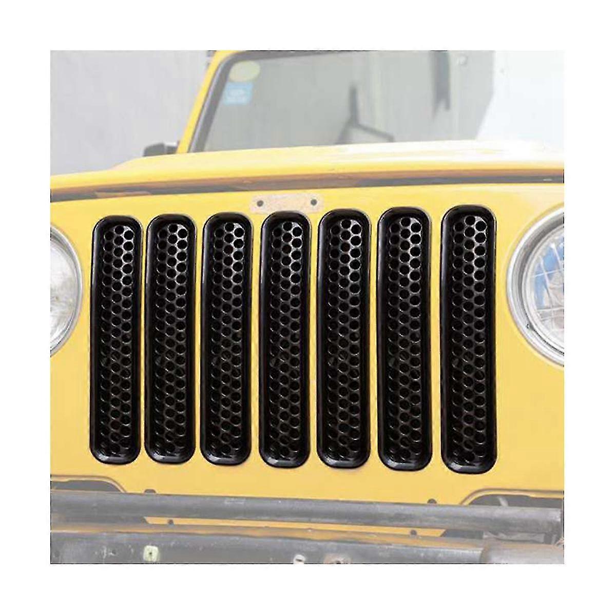 Matte Black Honeycomb Grille Insert For 1997-2006 Jeep Wrangler TJ – 7-Piece Set By Hooke Road