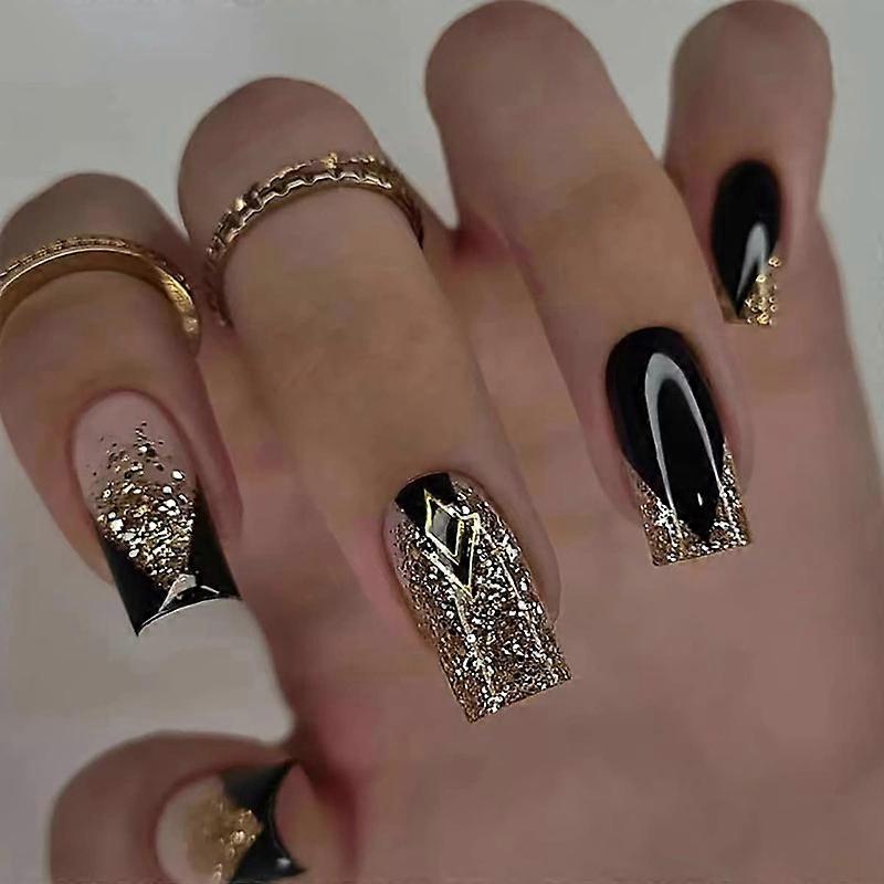 24Pcs French Tip Press on Nails Short Square Fake Nails