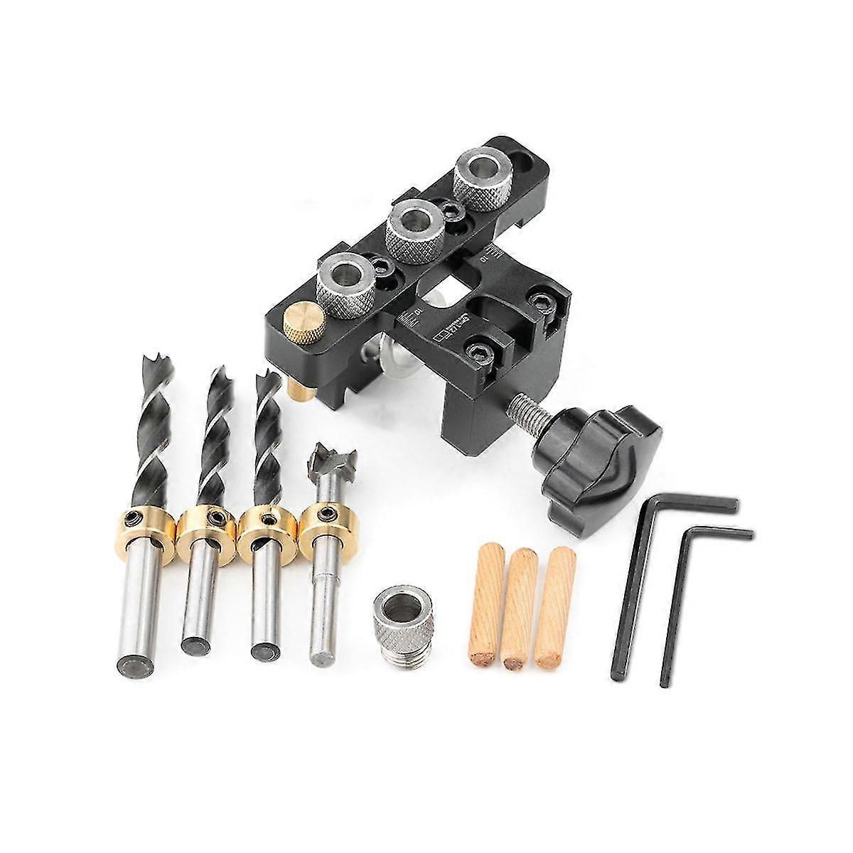 Adjustable Doweling Jig Woodworking Pocket 3 In 1 Hole Jigbushes Drilling Guide Locator Puncher Tools Dowel Jig Set A