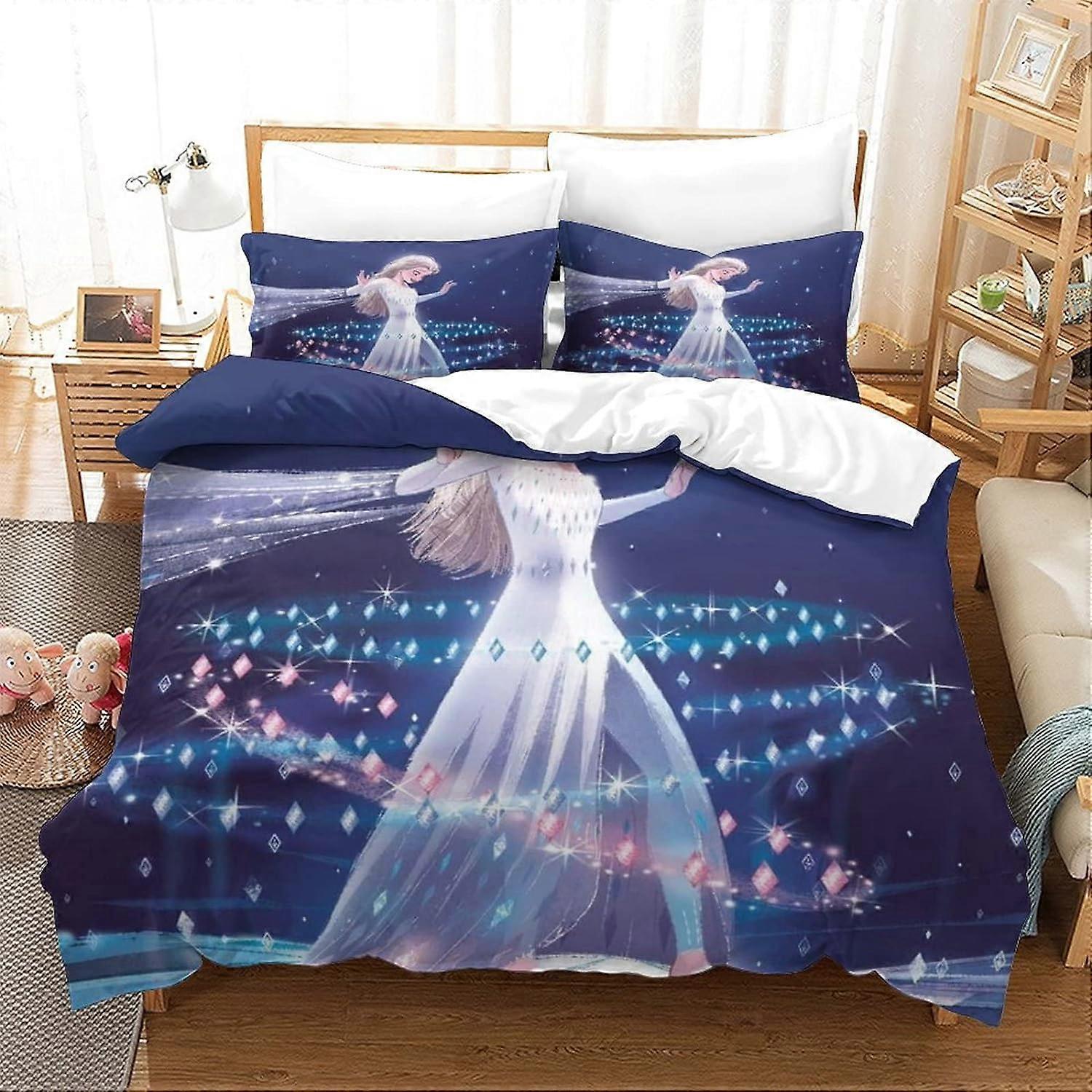 Frozen Duvet Cover Sets Bedding Set with Zipper Closure for Kids Teens Pieces Skin-friendly Quilt Cover DE 135*200 CM
