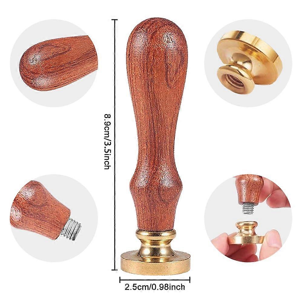 Time Hourglass 1" Wax Seal Stamp Retro Sealing Stamps Removable Brass Head Seal Stamp with Wooden Handle Sealing Wax for Envelope Greeting Card Letter