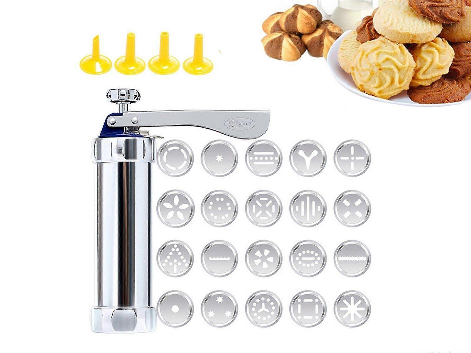 Cookie Press Gun Set Biscuit Maker with 20 Cookie Stencil Discs and 4 Icing Tips