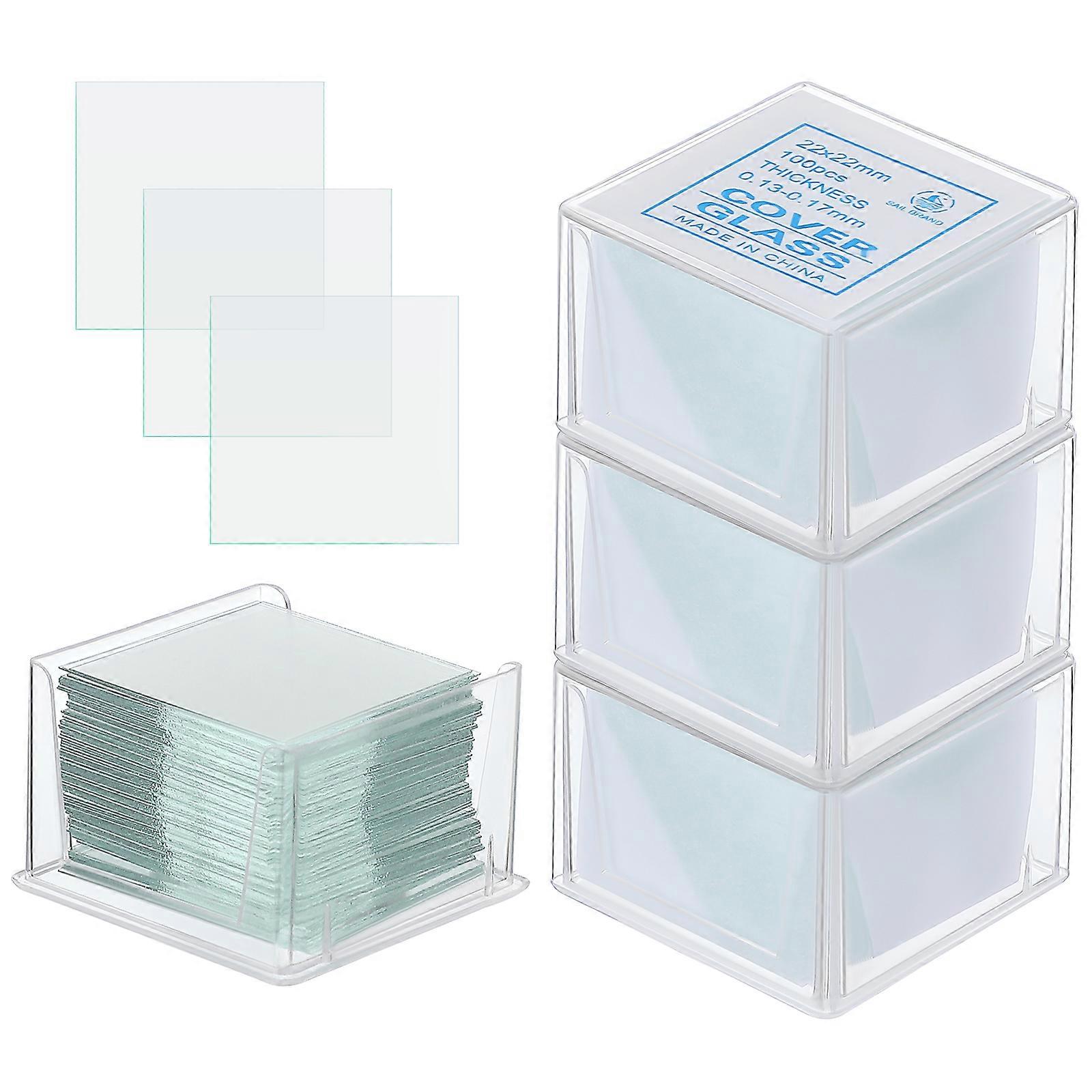 1000 Pcs Blank Microscope Glass Slips Square Glass Covers for Optical Microscope with Storage Boxes