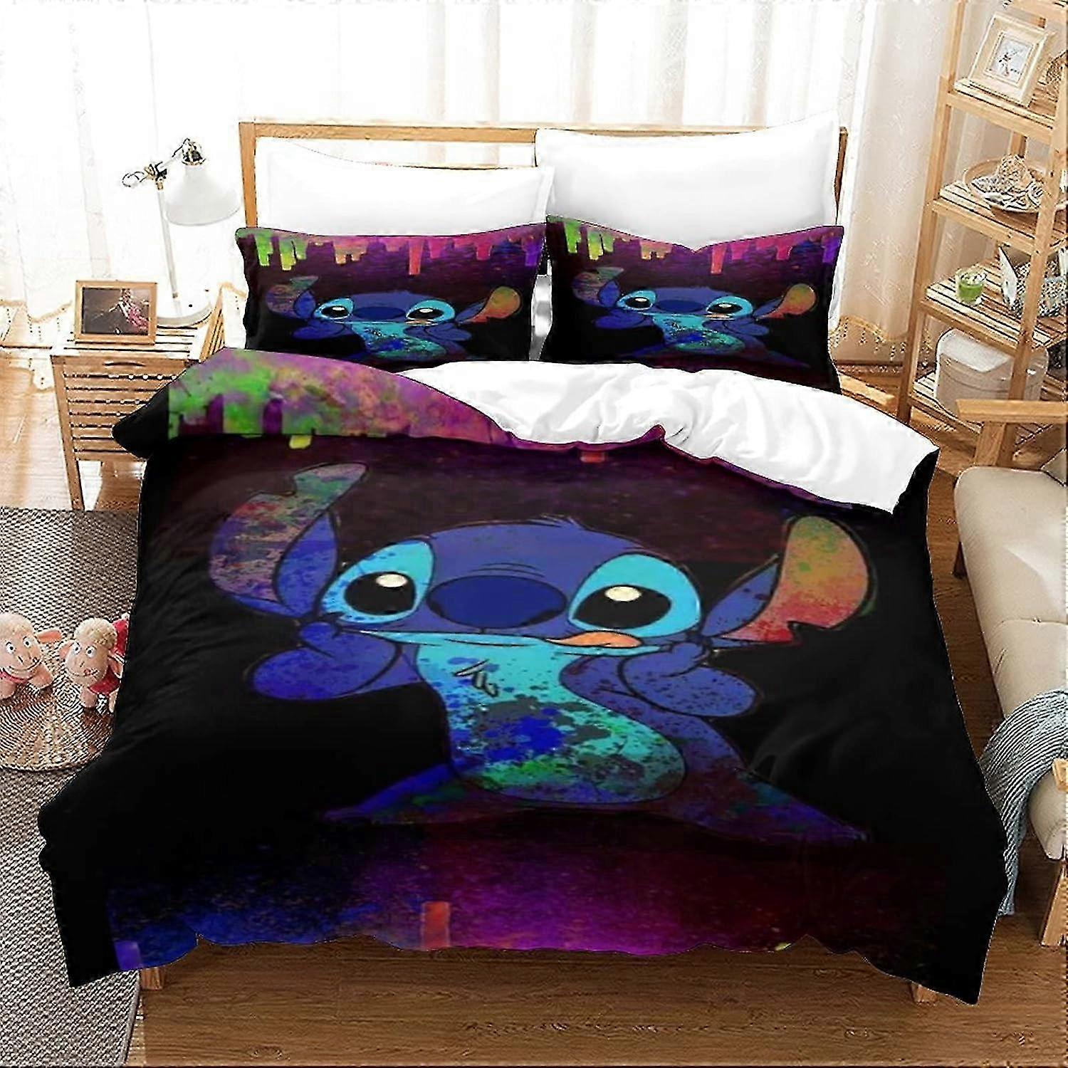 Stitch Duvet Cover Three-Piece Suit and Quilt Set Lilo & Stitch Cartoon Characters Duvet Cover Single 135*200 CM