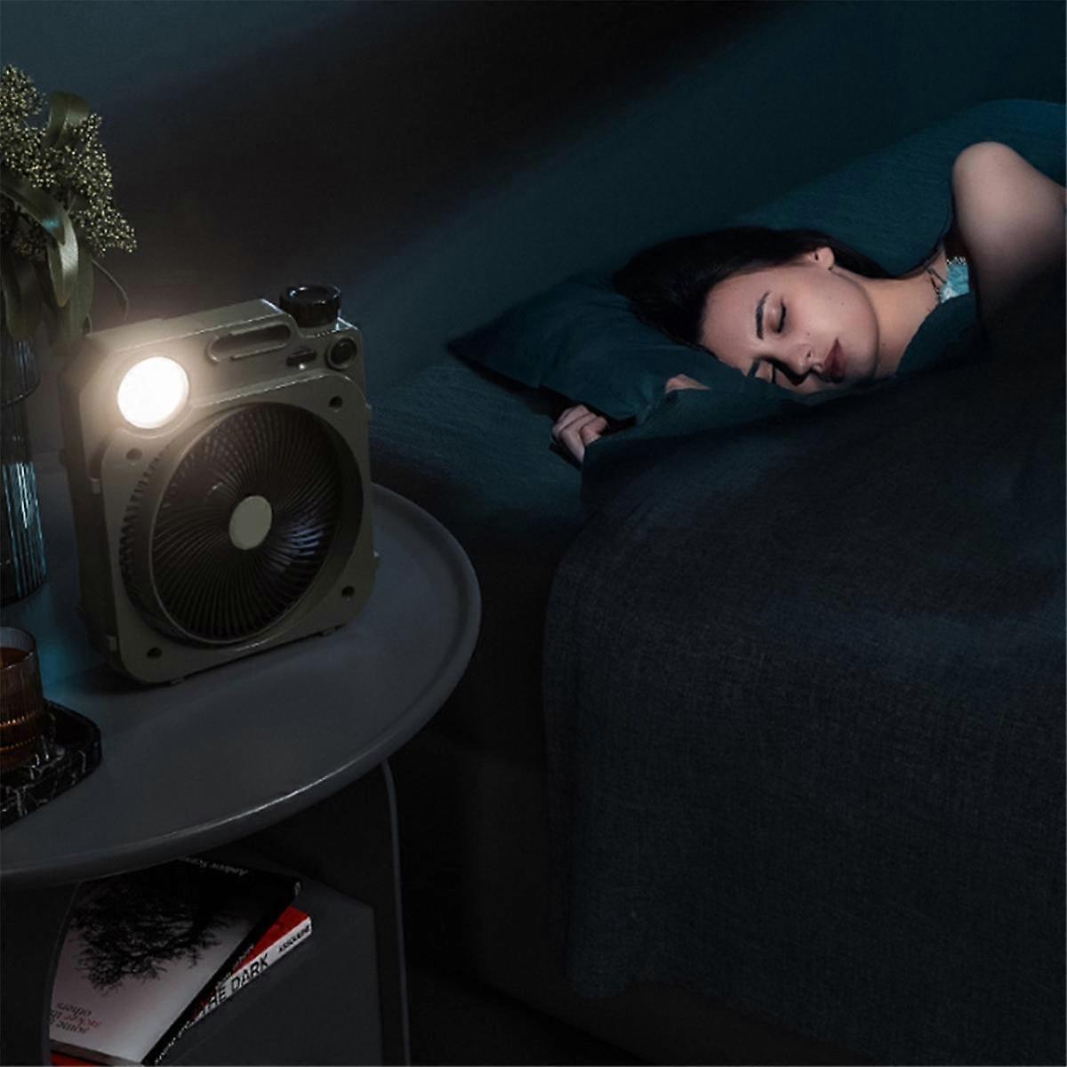 10000mAh Camping Fan with LED Lighting Rechargeable Desktop Portable Circulator Outdoor Fan Shake E