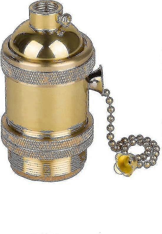- Vintage E27 Light Bulb Holder Socket Lamp Base With Copper Color Brass Chain Switch-Perfect