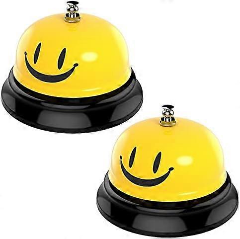 Call Bell, Service Bell Dinner Desk Bell for Kitchen Restaurant Bar Hotel Schools (2 Pack, Yellow)