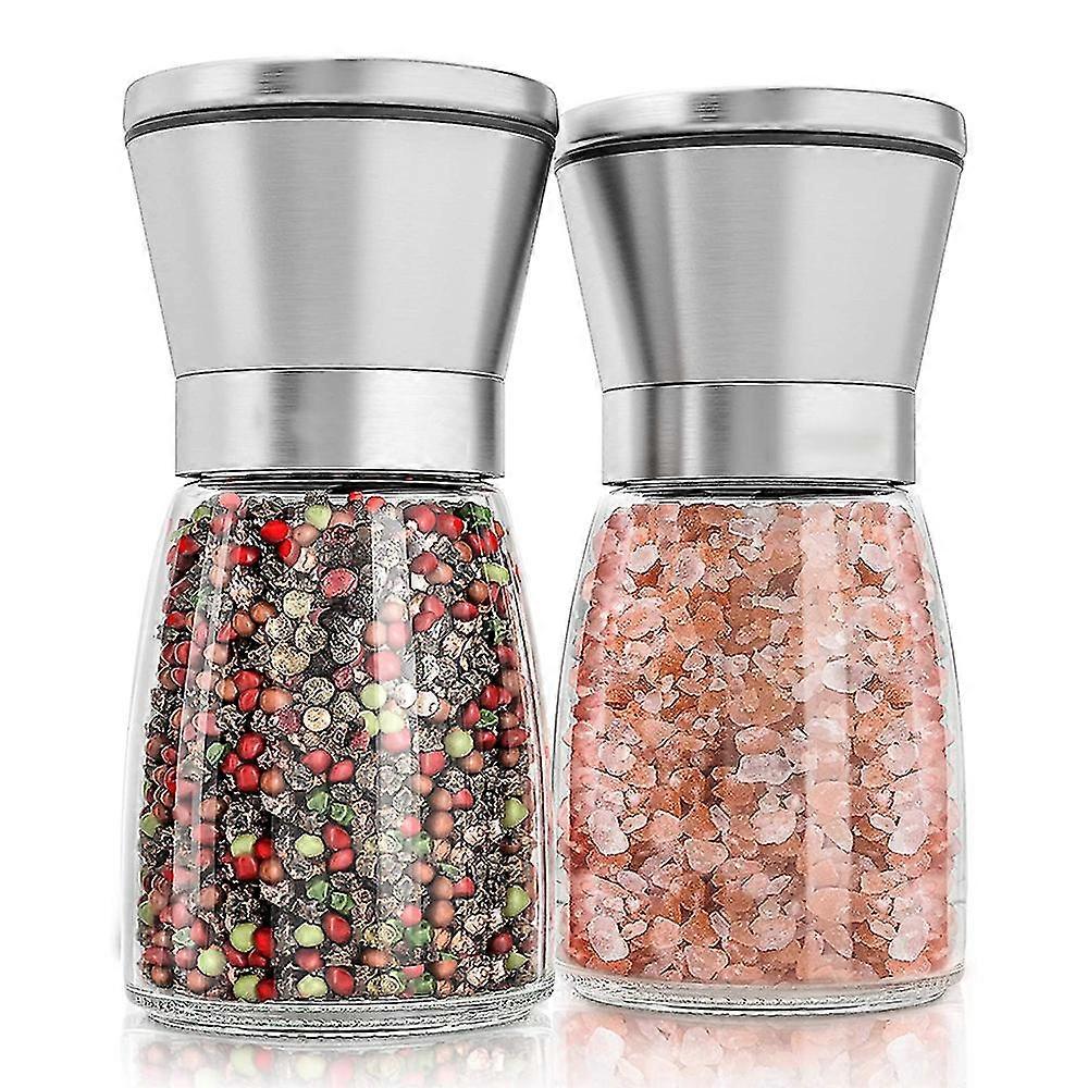 2 Piece Set Stainless Steel Salt And Pepper Grinder Adjustable Ceramic