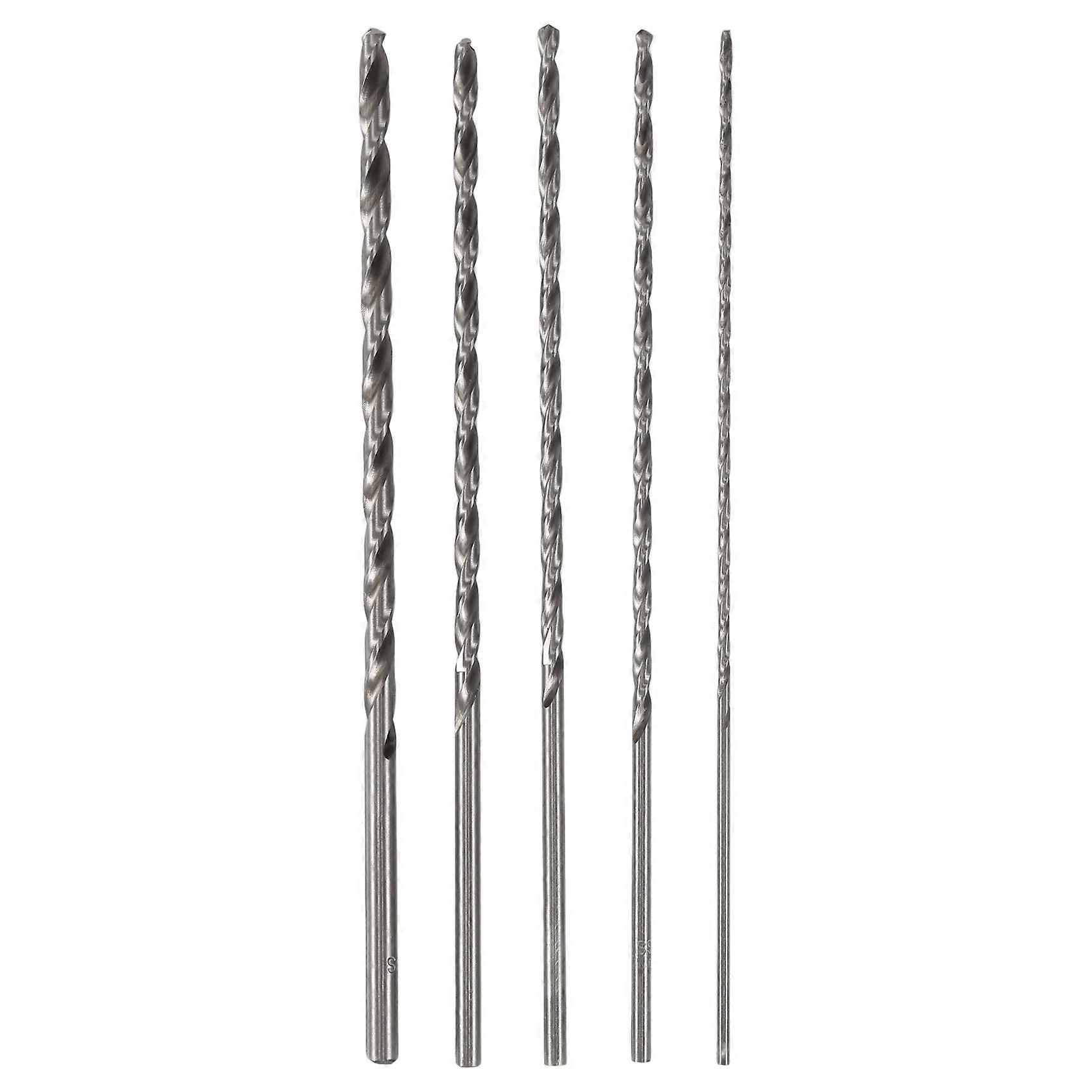 5PCS Extra Long High-speed Steel Drill Bit Sets Straight Twist Drill Bit Tool 2-5mm for Wood
